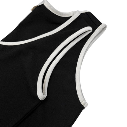 CELINE Vintage Logo Tank Top #38 Black White Polyester Sleeveless 902071