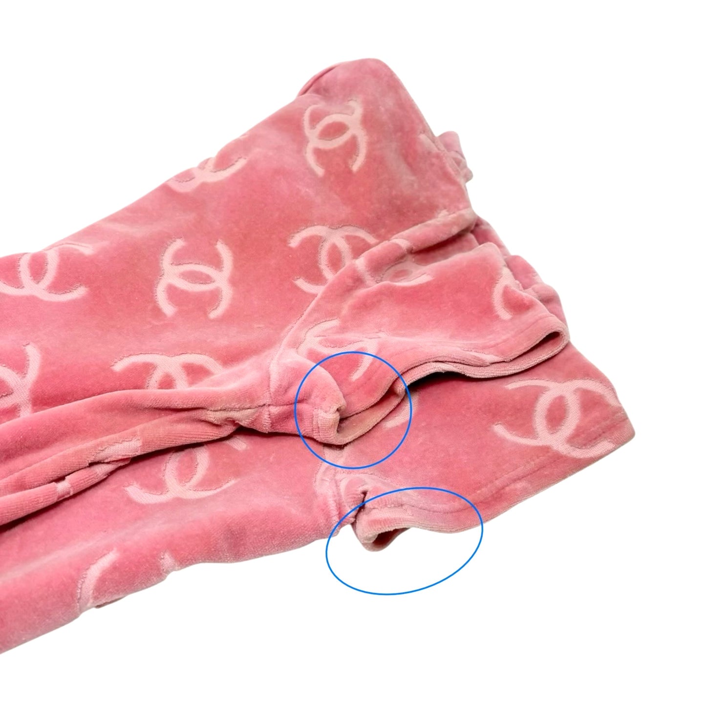 CHANEL Vintage 96A CC Logo Snap Button Velour Shirt Top #40 Pink Cotton