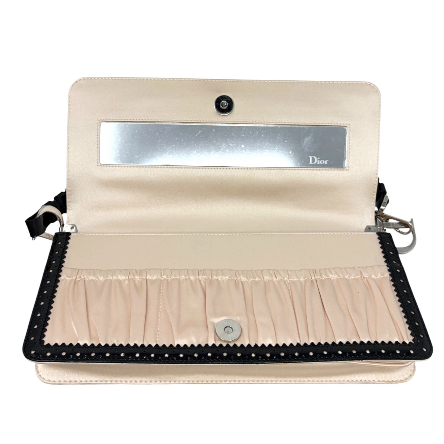 Christian Dior Vintage D'trick Pearl Bag White Black Leather Patent 902023