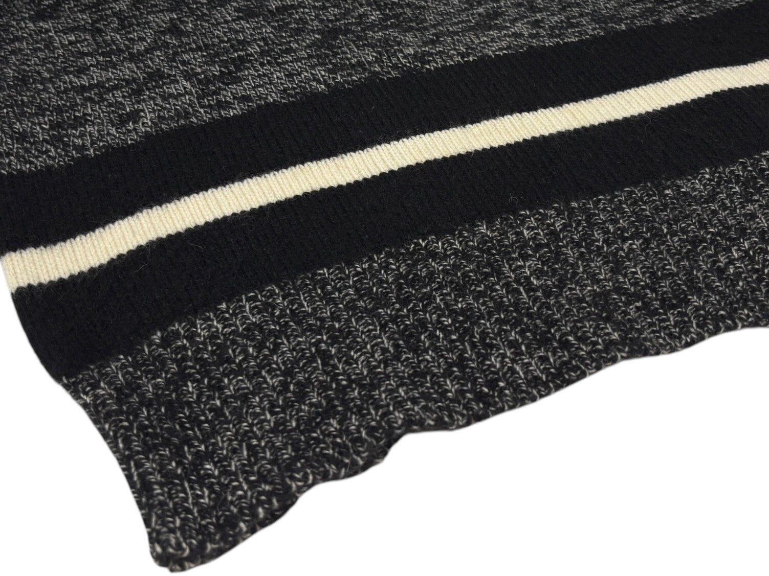 CHANEL Vintage 96A CC Logo Sweater #44 Knit Top Black Gray Cashmere Long Sleeve