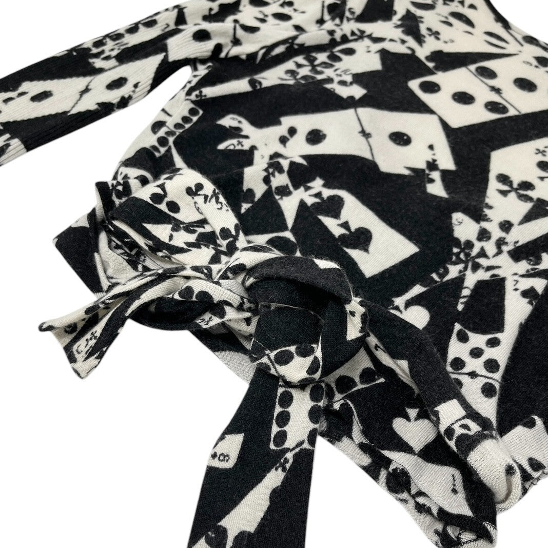 Christian Dior Vintage 2001 Dice Knit Top #36 Black White Wool Long Sleeve Card