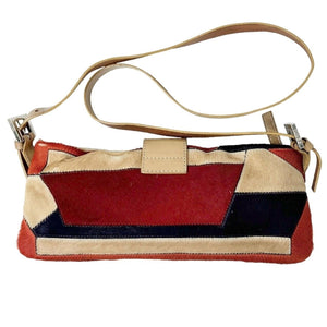 FENDI Vintage FF Logo Crossbody Bag Shoulder Bag Multicolor Calf Hair Rank AB