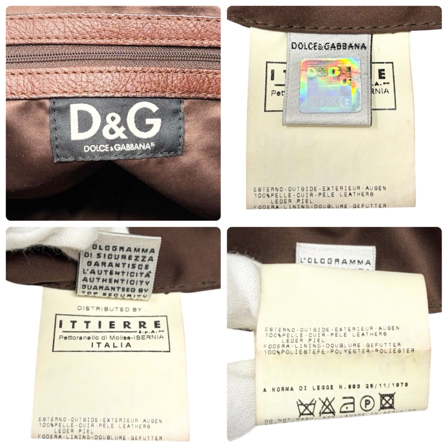 DOLCE&GABBANA Vintage DG Logo Fur Tote Shoulder Bag Brown Beige Suede 902427