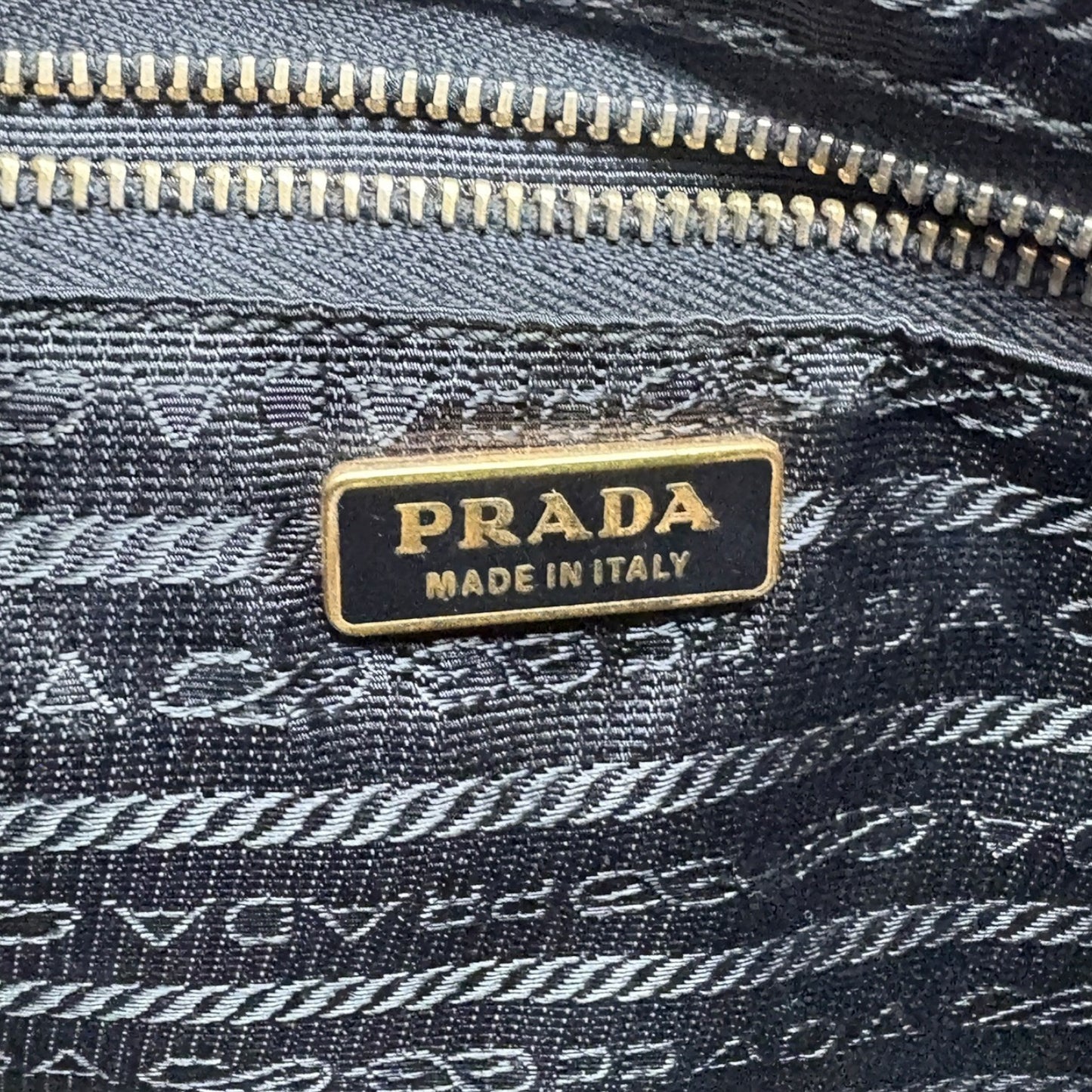 PRADA Vintage Triangle Logo Tessuto Nylon Mini Shoulder Bag Black Gold 902301