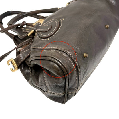 Chloe Vintage Paddington Padlock Key Boston Bag Leather Brown Gold 902822