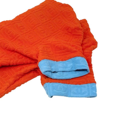 CHANEL Vintage 02S CC Logo Terry Cloth Cropped Zip Top #38 Orange Blue 902836