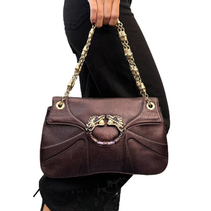 GUCCI Vintage Limited Edition Tom Ford Dragon Chain Bag Purple Leather 902354