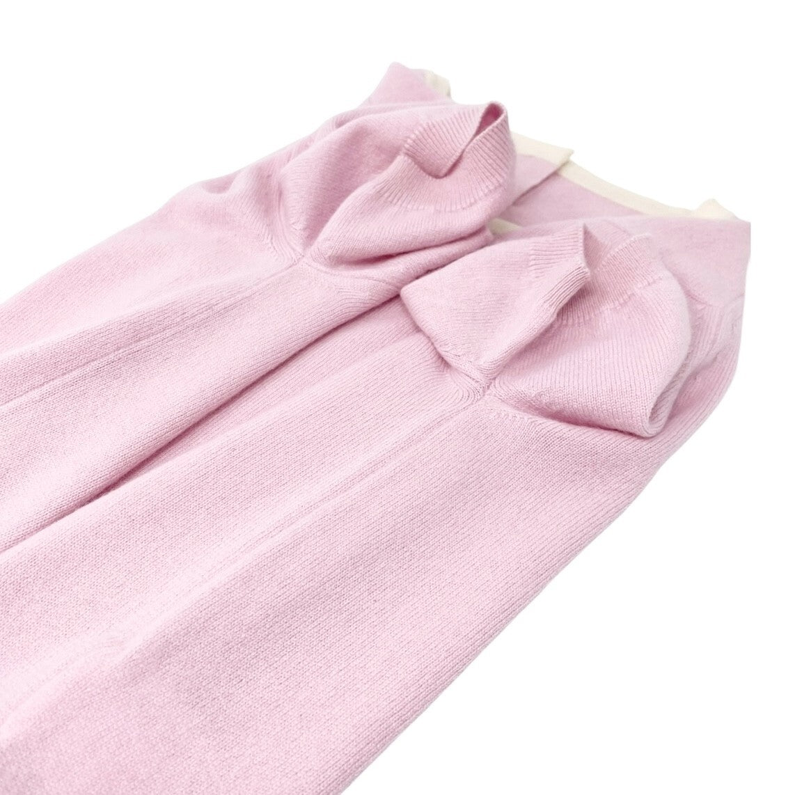 CHANEL Vintage 96C CC Mark Logo Knit Top T-shirt #38 Pink Cashmere Button
