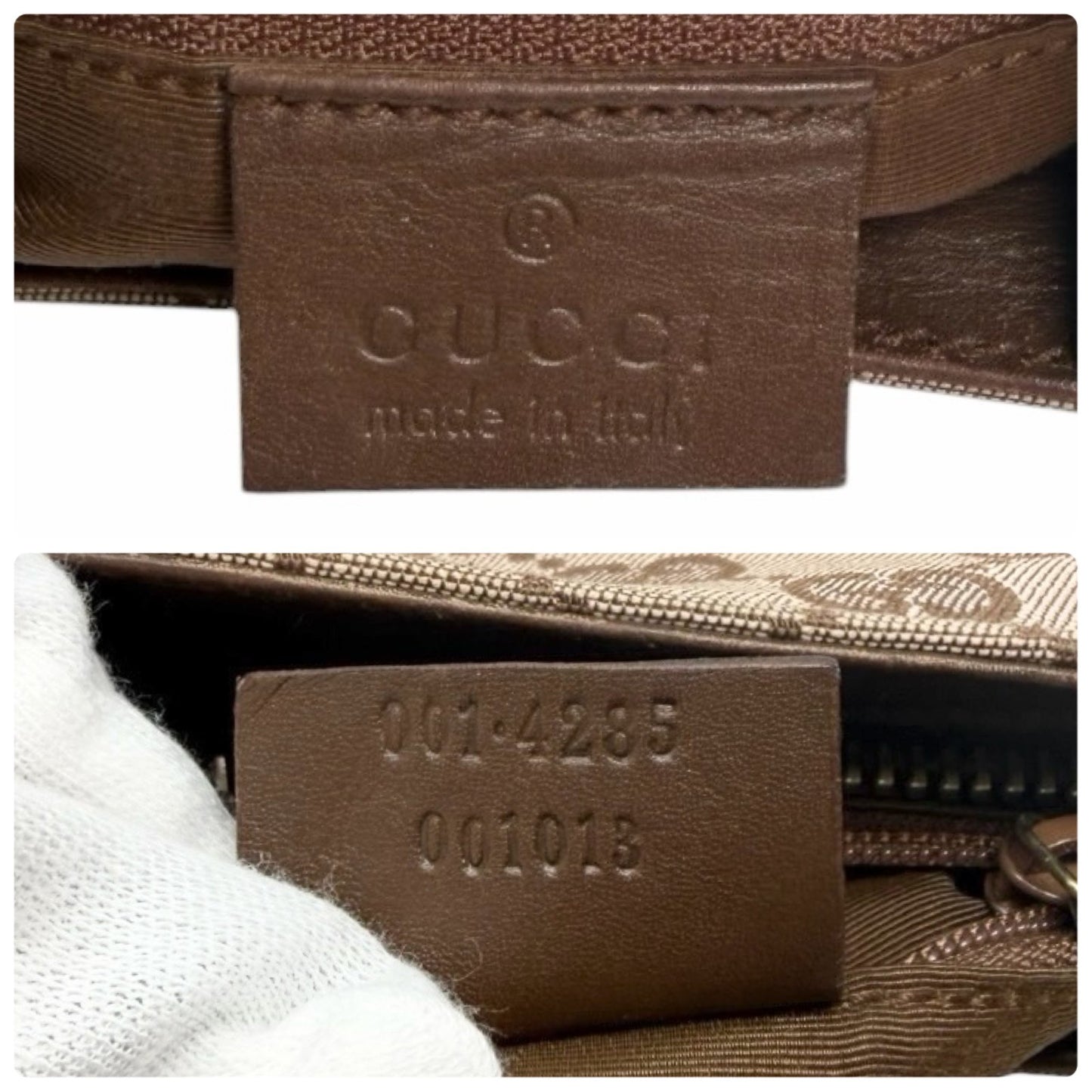 GUCCI Vintage GG Monogram Logo Canvas Shoulder Bag Leather Brown Gold 901837