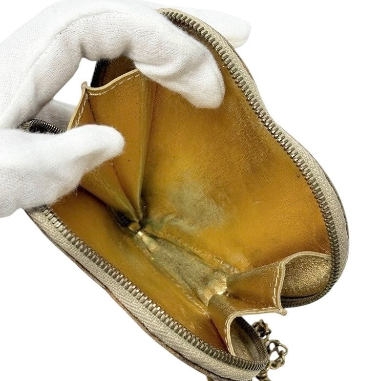LOUIS VUITTON Vintage Monogram Miroir Porte Monnaie Coeur Purse Coin Case Gold