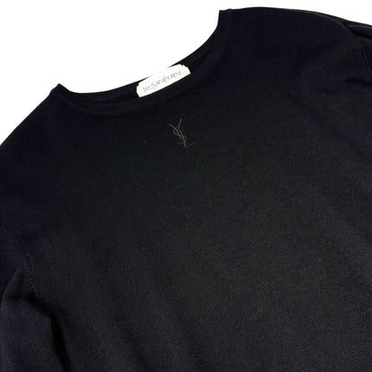 Yves Saint Laurent Vintage YSL Logo Knit Long Sleeve Top #M Black 901922