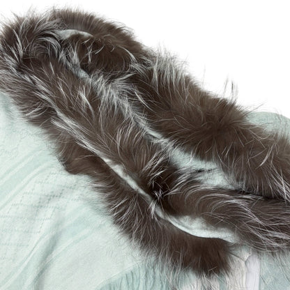 GUCCI Vintage GG Logo Monogram Fox Fur Scarf Shawl Wrap Mint Green 902473