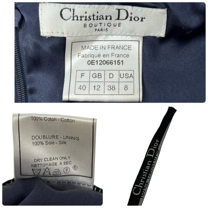 Christian Dior Vintage 2000 Trotter Monogram Logo Dress #38 Blue Gray Cotton