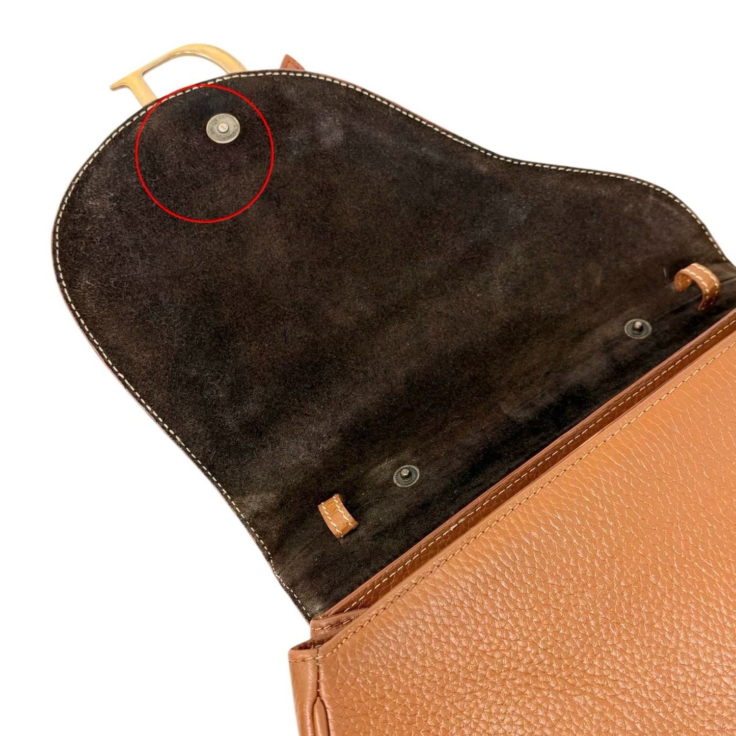 Christian Dior Vintage Double Saddle Leather Bag Handbag D Charm Brown 901941