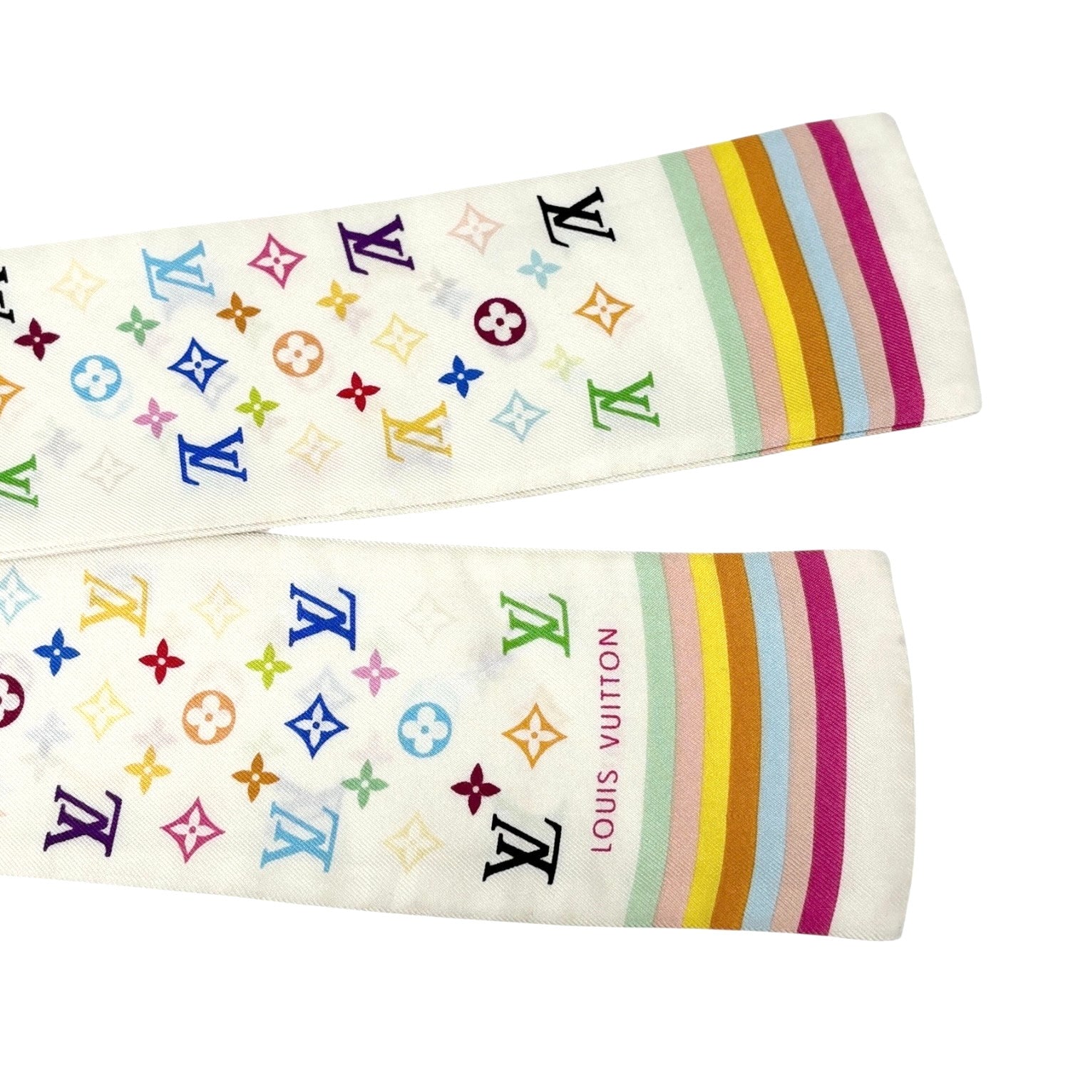 LOUIS VUITTON Vintage LV Monogram Multicolor Bandeau Scarf Silk Hair Accessory