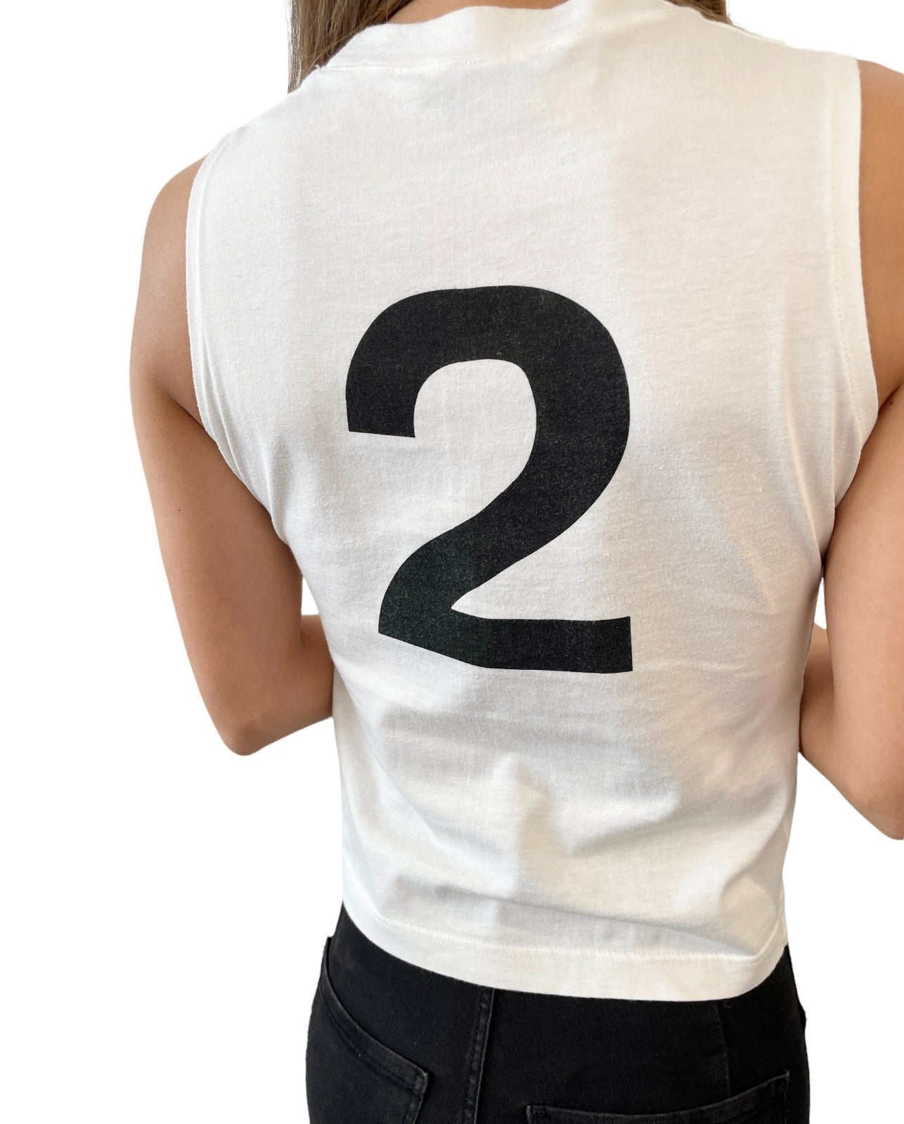 Christian Dior Vintage Big Logo Tank Top No.2 White Black #M Cotton 902305
