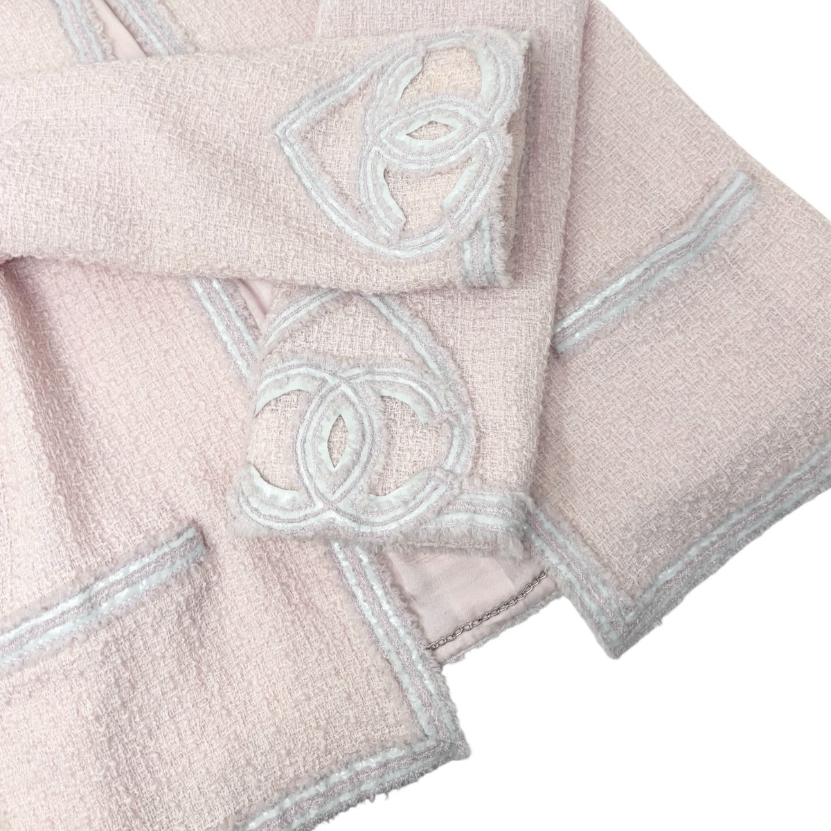 CHANEL Vintage 09C CC Heart Logo Button Tweed Jacket #40 Pink Wool 902900