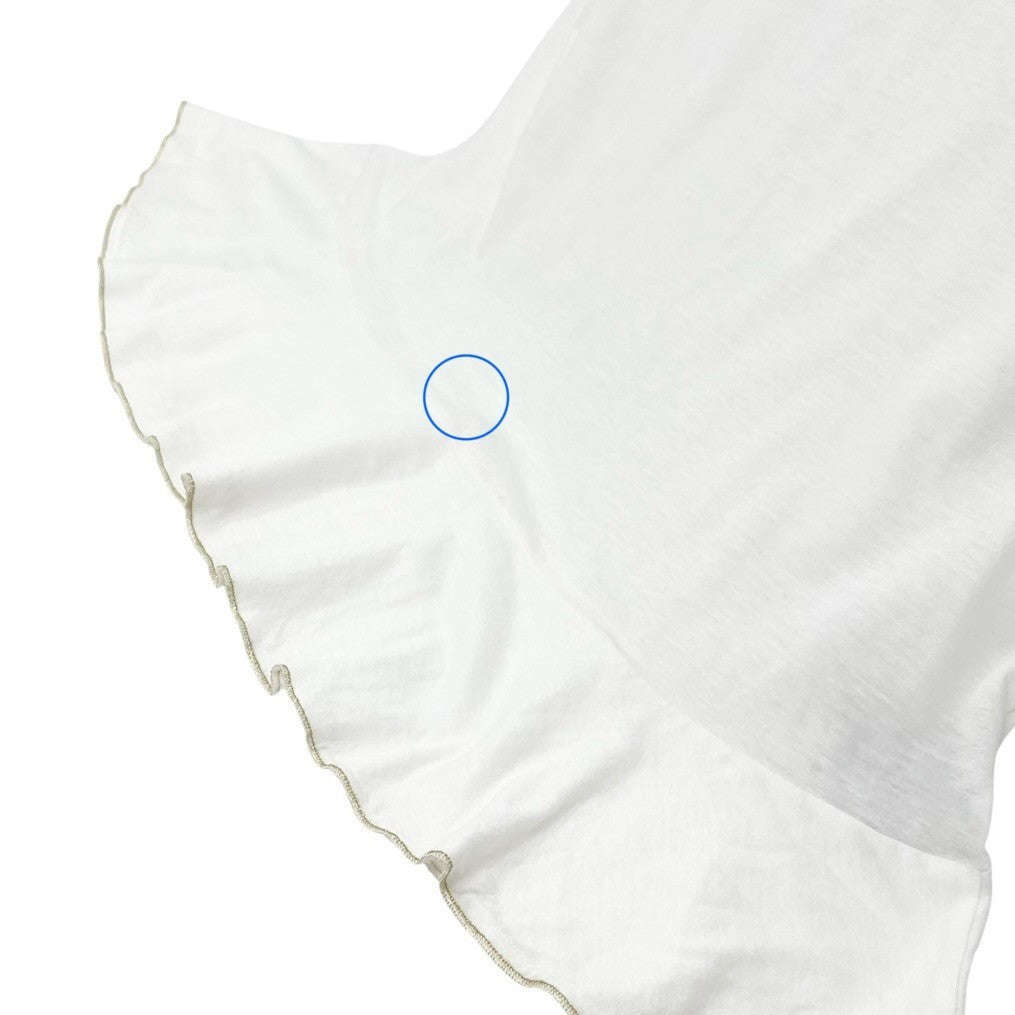 CHANEL Sport Vintage 06P CC Logo T-shirt Top #42 White Gold Cotton Frill