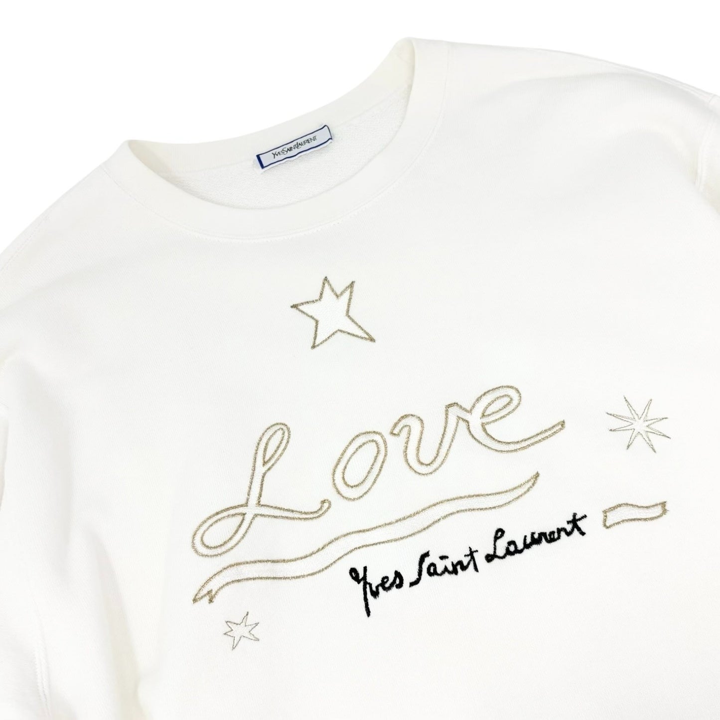 Yves Saint Laurent Vintage Love Star Embroidered Sweatshirt #M White 901936