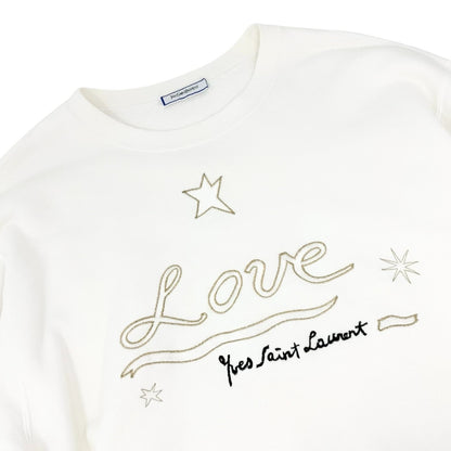 Yves Saint Laurent Vintage Love Star Embroidered Sweatshirt #M White 901936