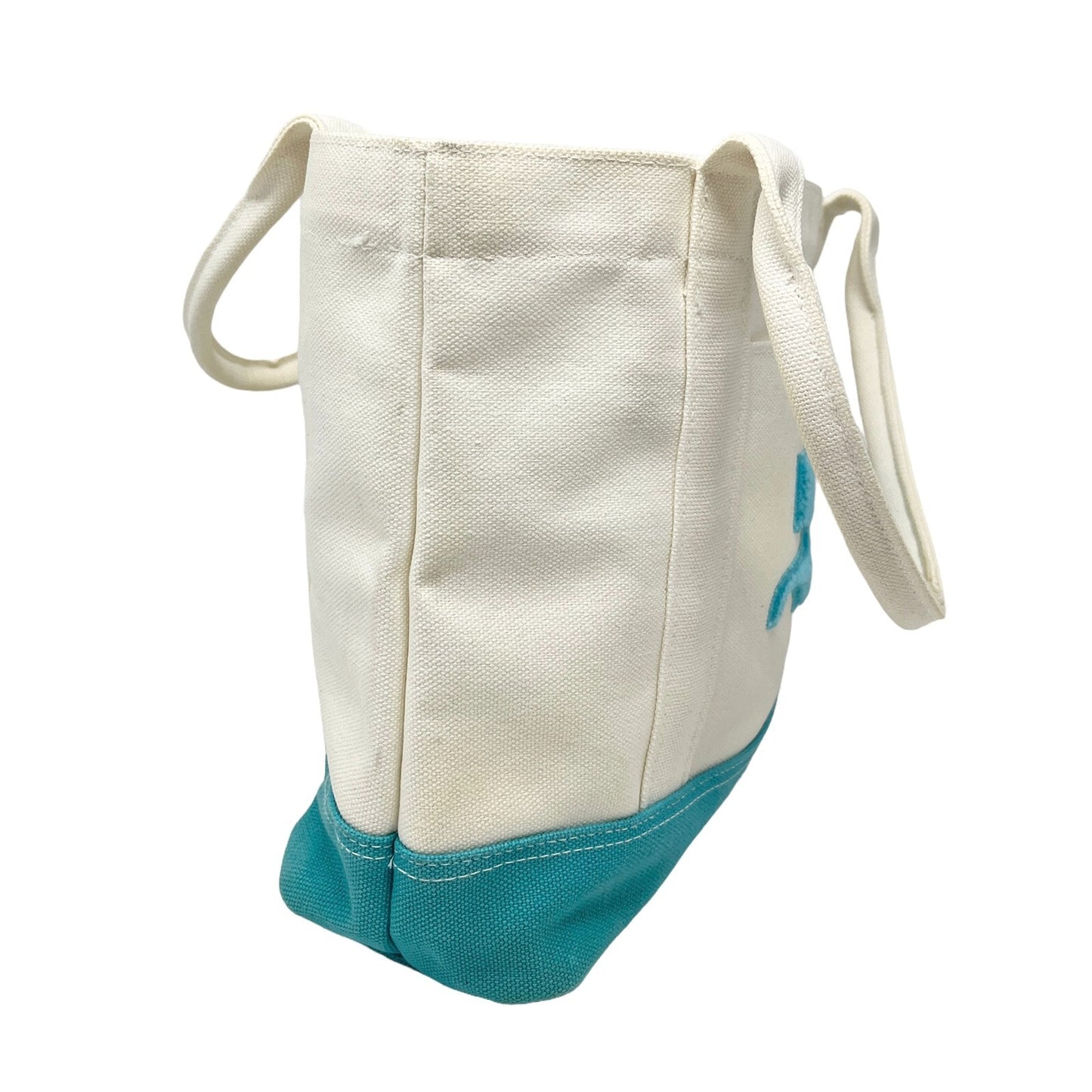 Courreges Vintage Logo Tote Bag Pocket Zip White Light Blue Cotton Rank AB