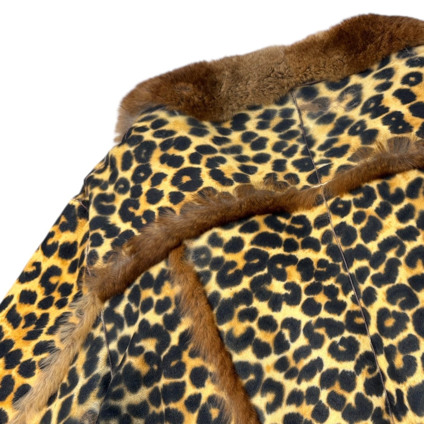 Christian Dior Vintage Leopard Shearling Fur Jacket Top #40 Brown Leather