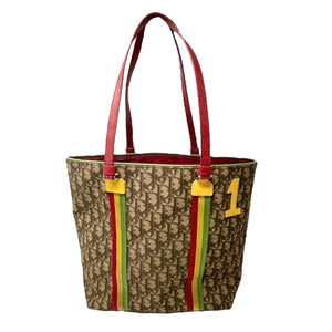 Christian Dior Vintage Trotter Monogram Tote Bag Rasta Color PVC Beige RankAB