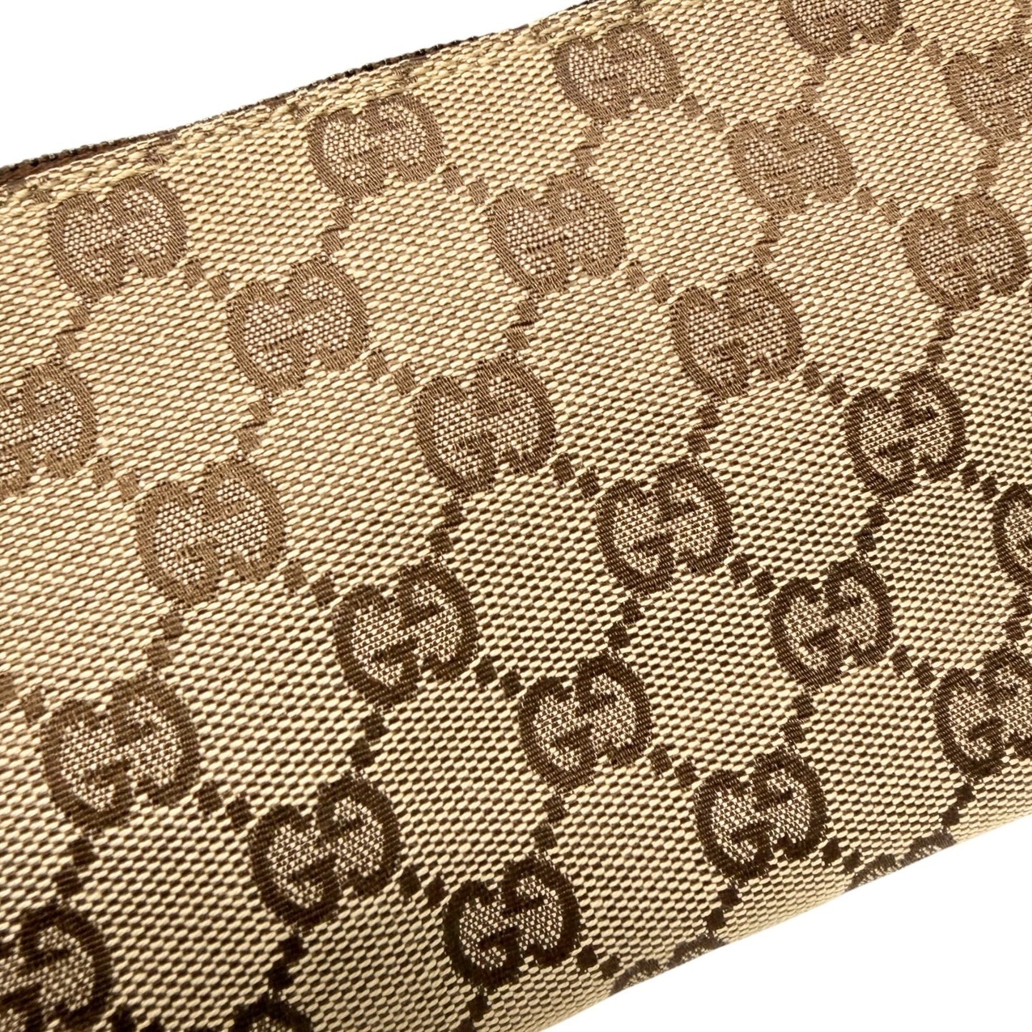 GUCCI Vintage GG Monogram Shoulder Bag Pochette Beige Brown Leather 902034
