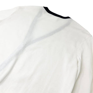 CHANEL Vintage 96P CC Logo Button Cardigan Knit Top #44 White Blue Cotton