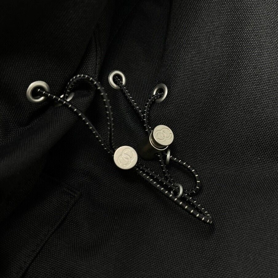 CHANEL Sport Vintage 02A CC Logo Zipped Hoodie Jacket Coat #36 Black Polyester