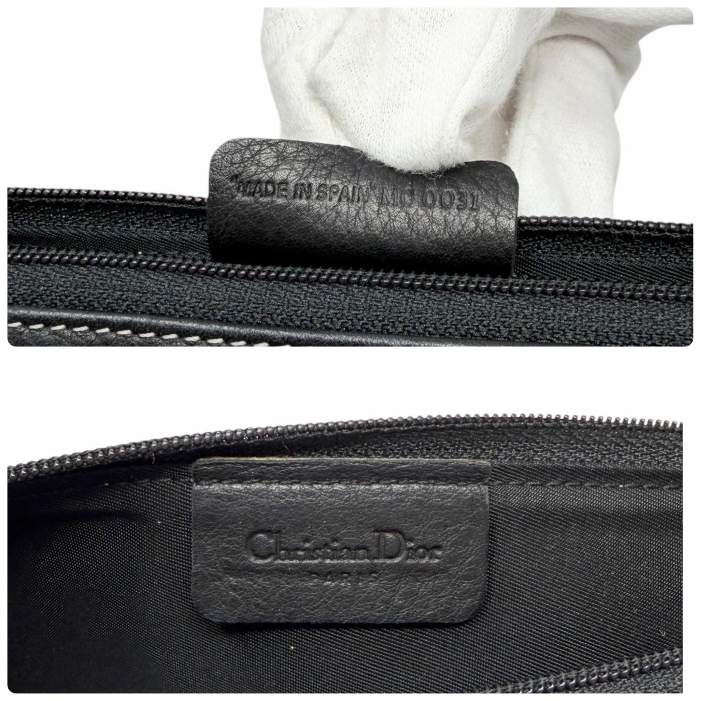 Christian Dior Vintage 2001 CD Logo Leather Bag Pochette Pouch Clutch Black