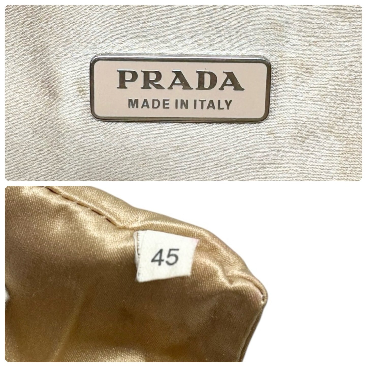 PRADA Vintage Triangle Logo Sequins Shoulder Bag Pochette Handbag Gold 902280