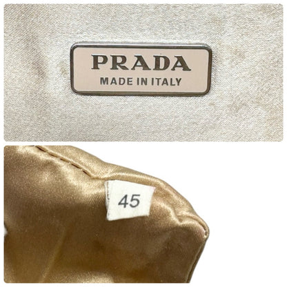 PRADA Vintage Triangle Logo Sequins Shoulder Bag Pochette Handbag Gold 902280