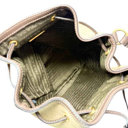 PRADA Vintage Jacquard Shoulder Top Handle Bag Beige Brown Canvas 902339