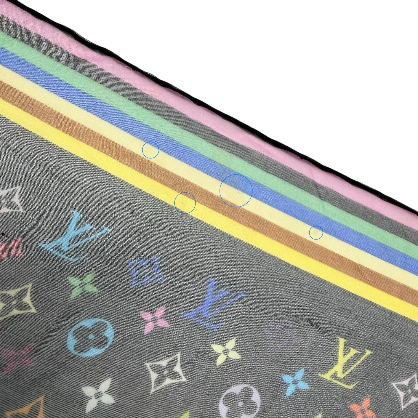 LOUIS VUITTON Vintage LV Monogram Scarf wrap Multicolor Black Silk 902244