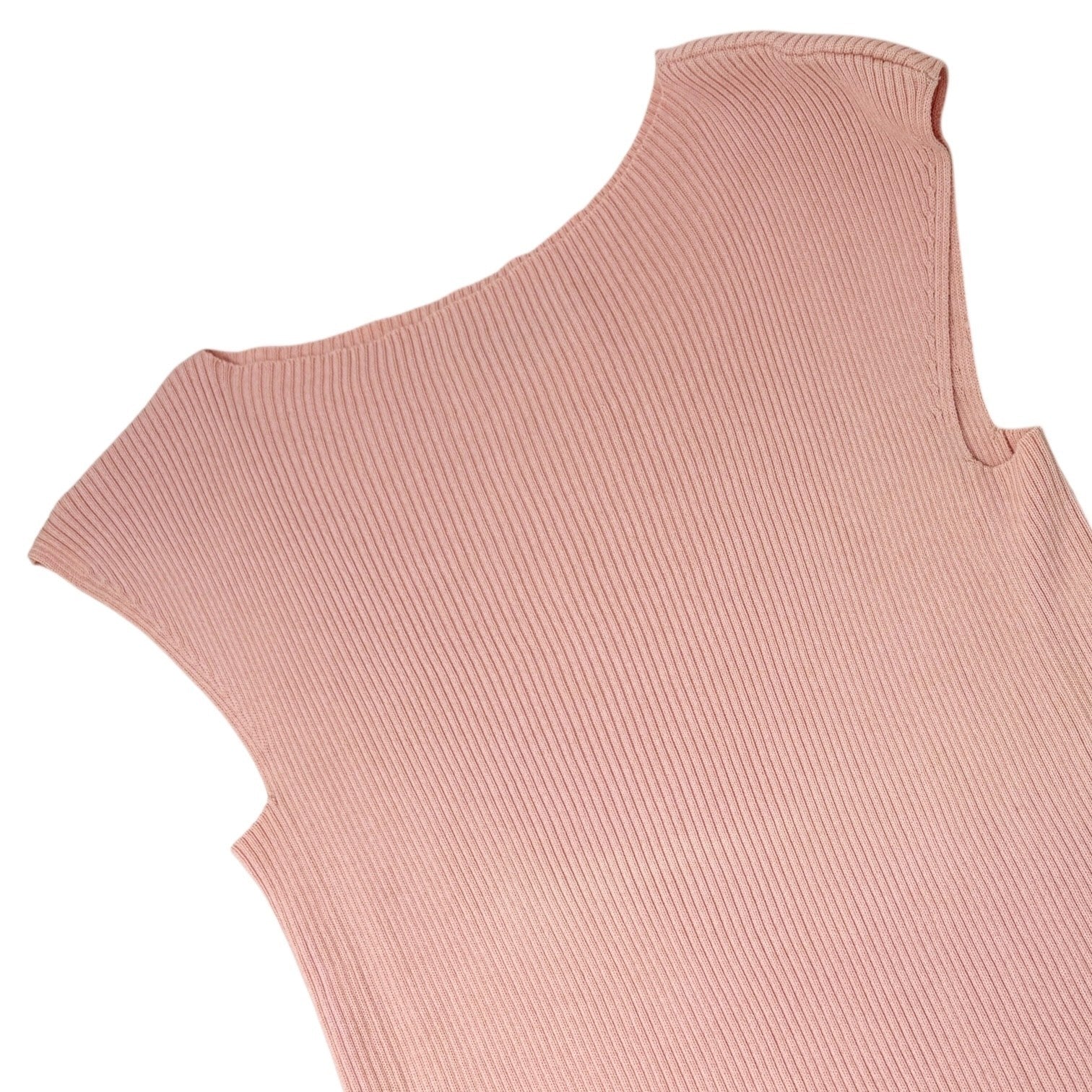 CHANEL Vintage 99P CC Logo Sleeveless Rib Knit Tank Top #38 Rayon Cotton Pink