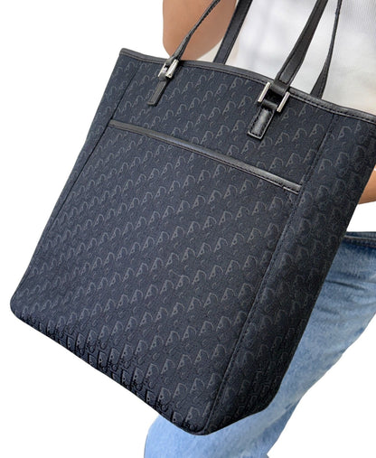 Christian Dior Vintage 2003 Trotter Monogram Tote Shoulder Bag Black 902343