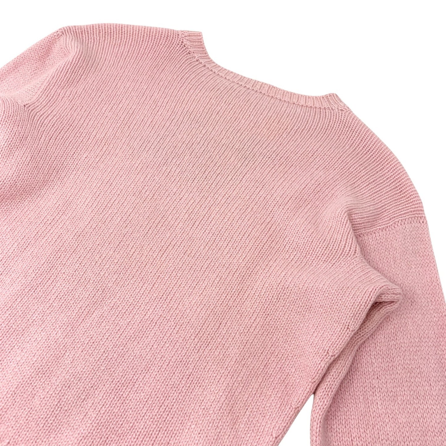 CHANEL Vintage 95A CC Logo Cashmere Knit Sweater Top Camellia #S Pink 902400