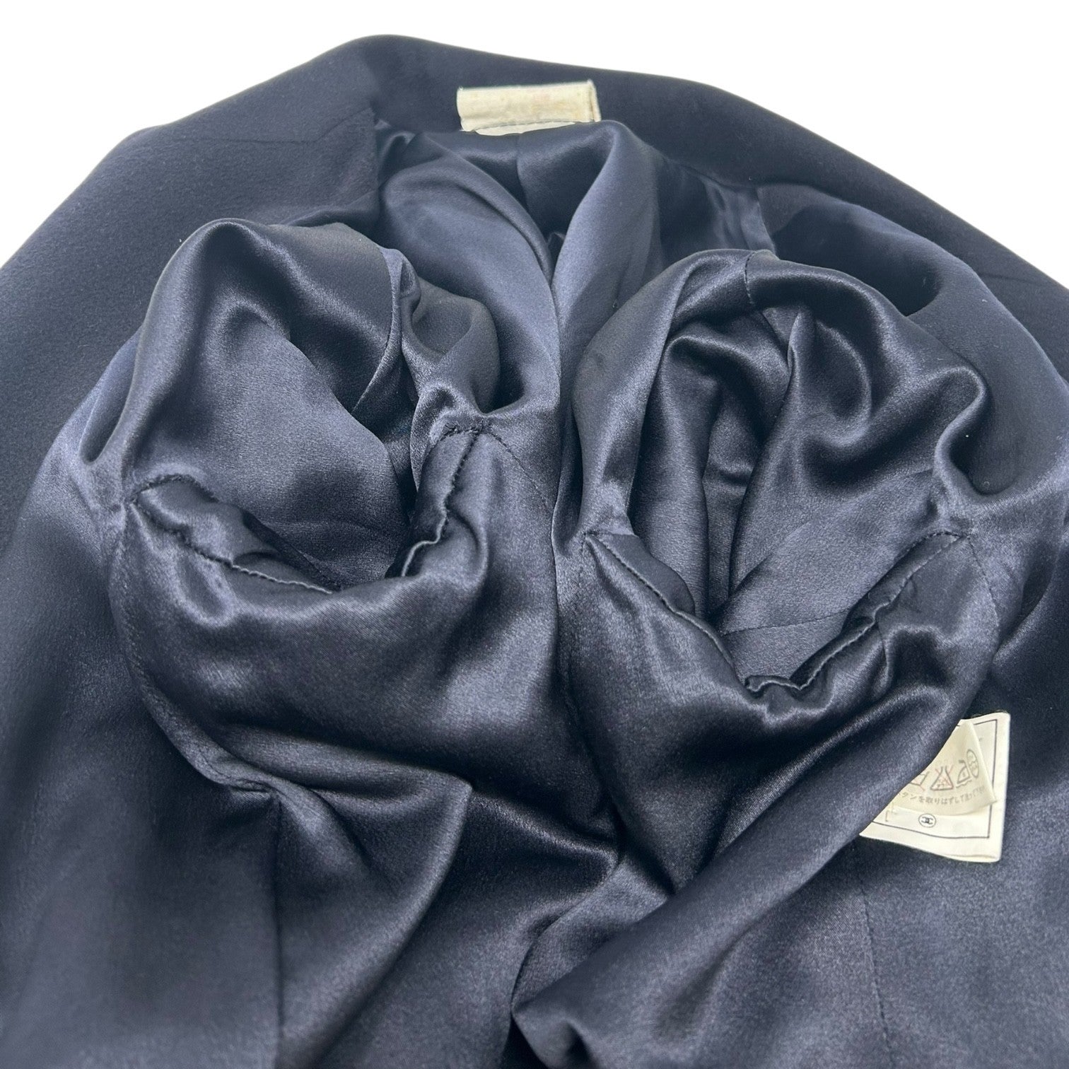 CHANEL Vintage 94A CC Logo Long Coat Button Jacket #40 Dark Blue Gold Cashmere
