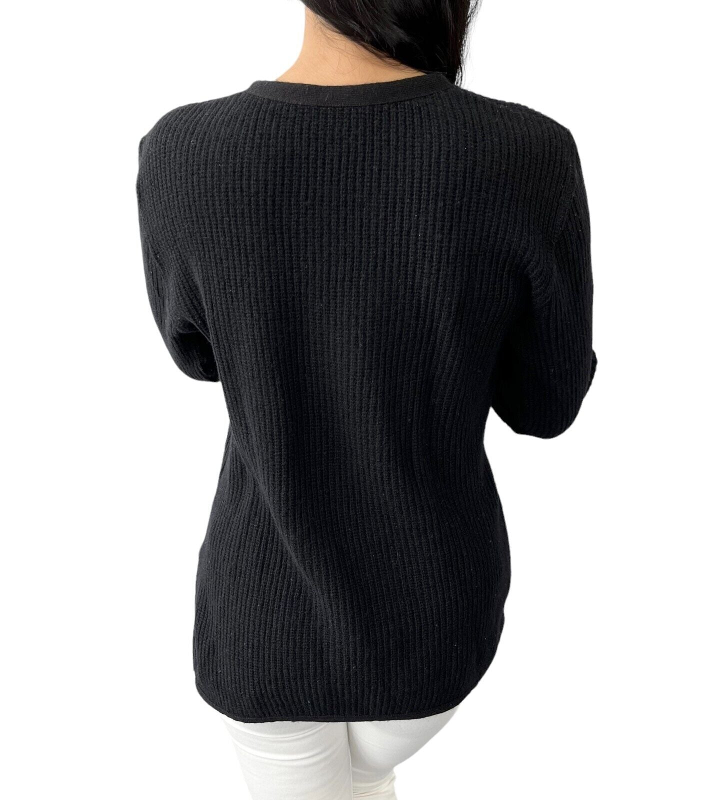 FENDI Vintage Logo Jeans Long Sleeve Sweater #40 Knit Black Wool RankAB