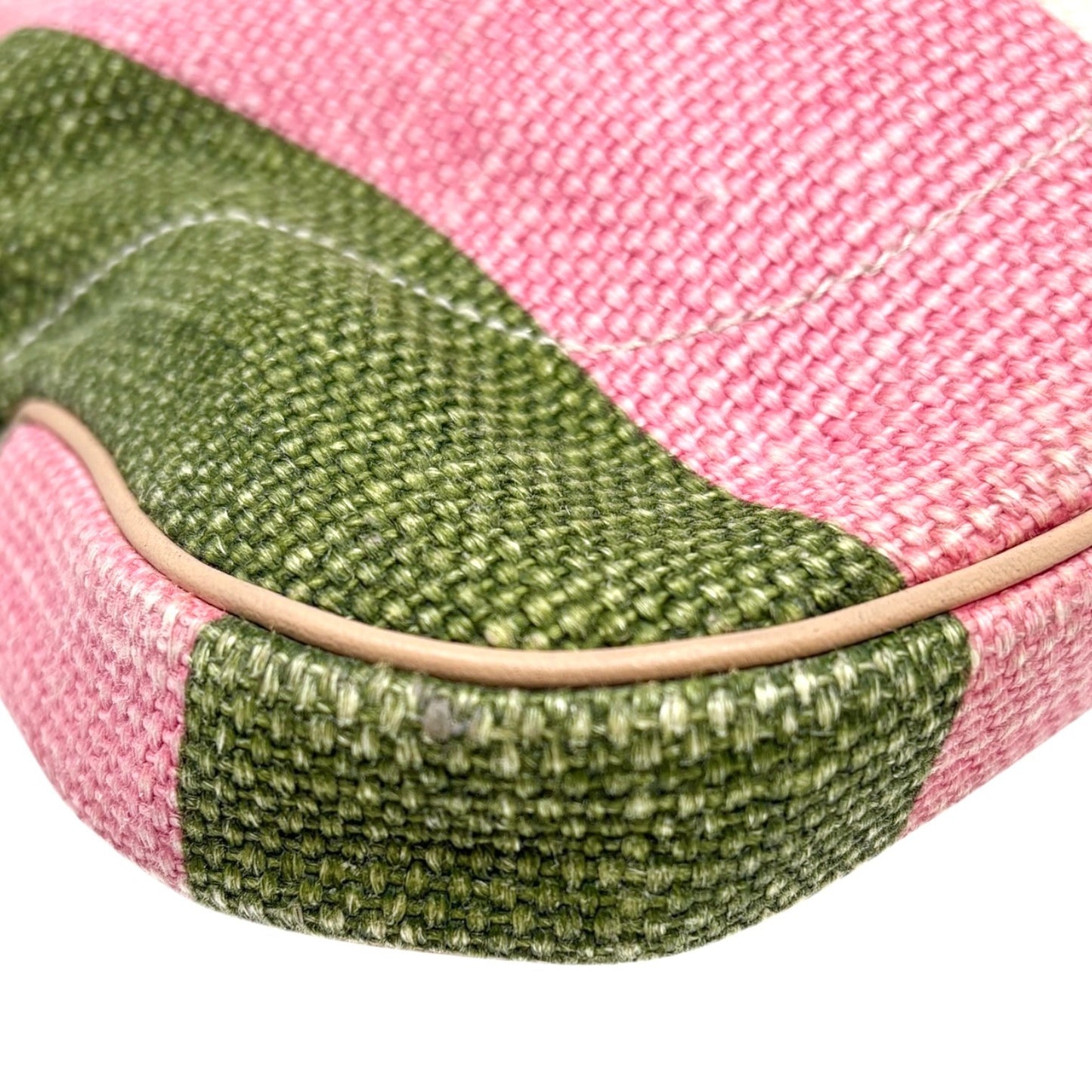 GUCCI Vintage Jackie Stripe Multicolor Shoulder Hobo Bag Handbag Beige Canvas