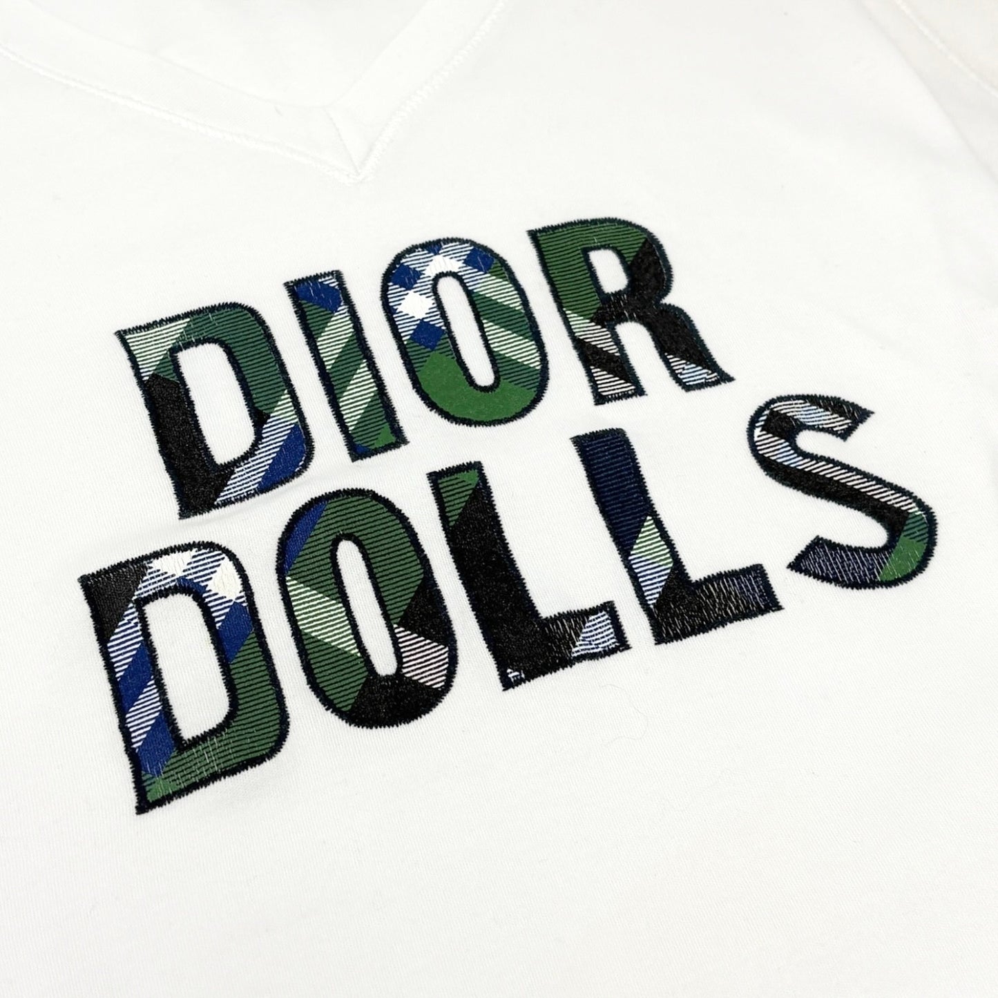 Christian Dior Vintage 2004 Dolls Logo V-neck T-shirt Top #36 White Cotton