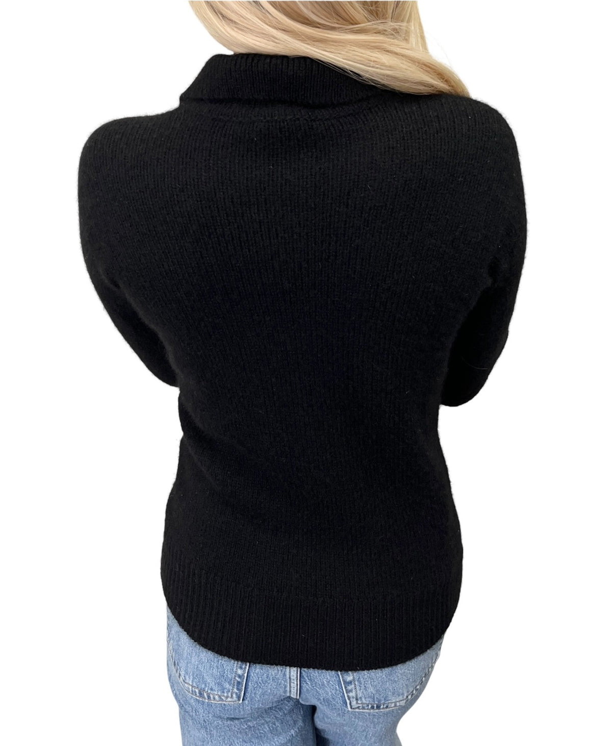 CHANEL Vintage 96A CC Logo Cashmere Knit Sweater Top #36 Black White 902484