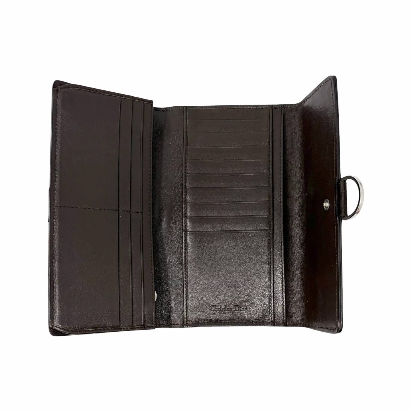 Christian Dior Vintage Logo Cow Print Pony Calf Hair Wallet Brown White 902437