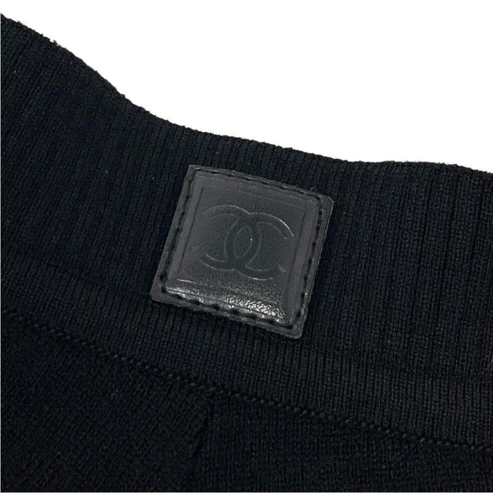CHANEL Sport Vintage 04A CC Logo Knit Tank Top Shorts Set #42 Black Rank AB+