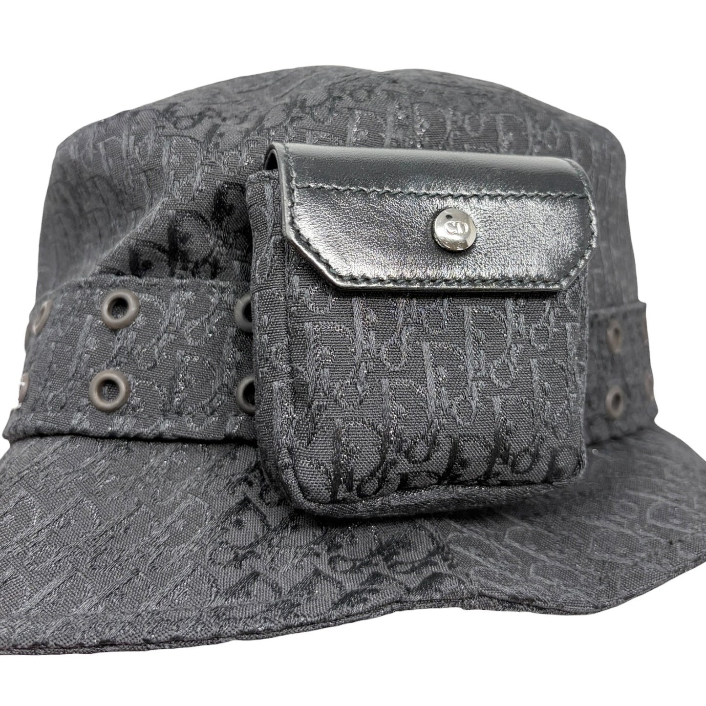 Christian Dior Vintage Columbus Trotter Monogram Bucket Hat Black Silver 901817