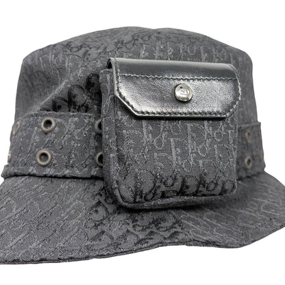 Christian Dior Vintage Columbus Trotter Monogram Bucket Hat Black Silver 901817