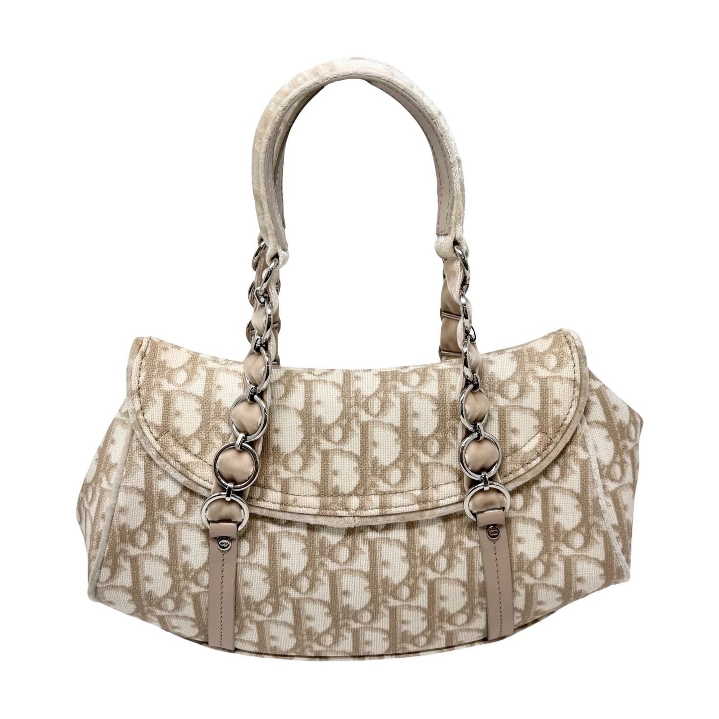 Christian Dior Vintage 2005 Trotter Monogram Romantique Bag Beige PVC 902270