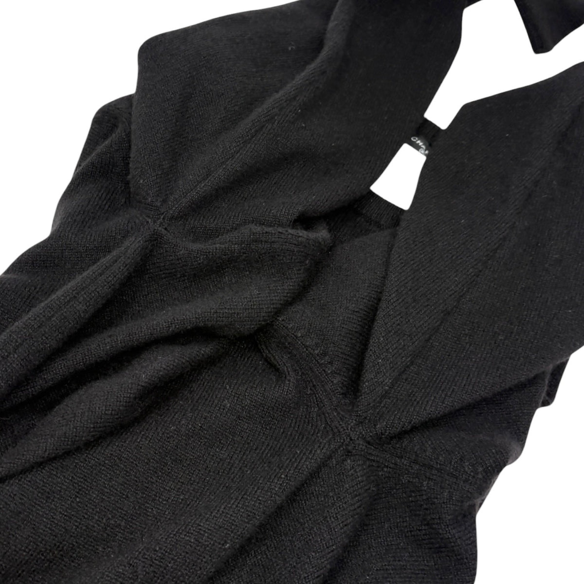 CHANEL Vintage 94A CC Logo Cashmere Pocket Knit Sweater Top Black 902809