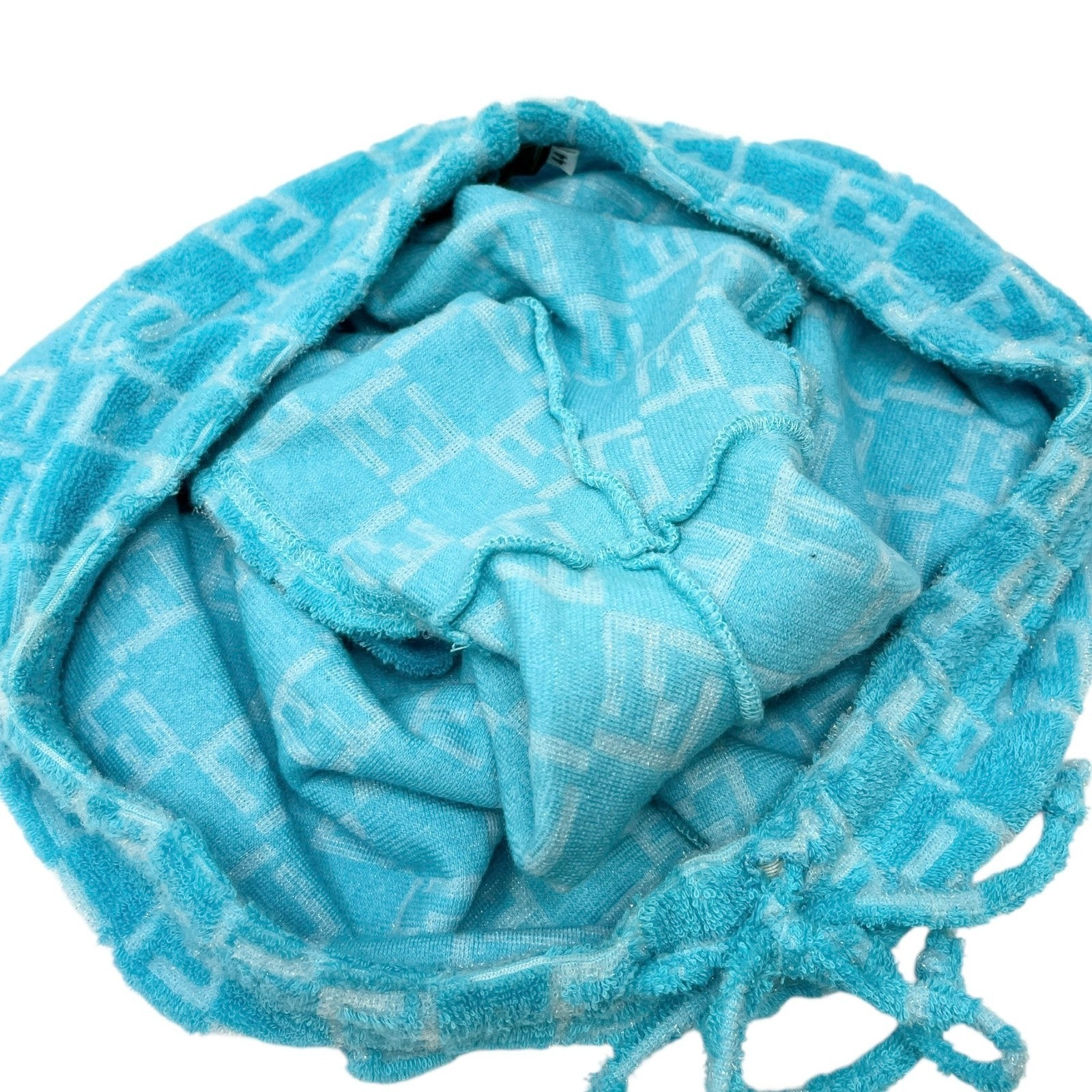 FENDI Vintage Zucchino Monogram Tank Top Short Pants Set #40 #44 Cropped Blue